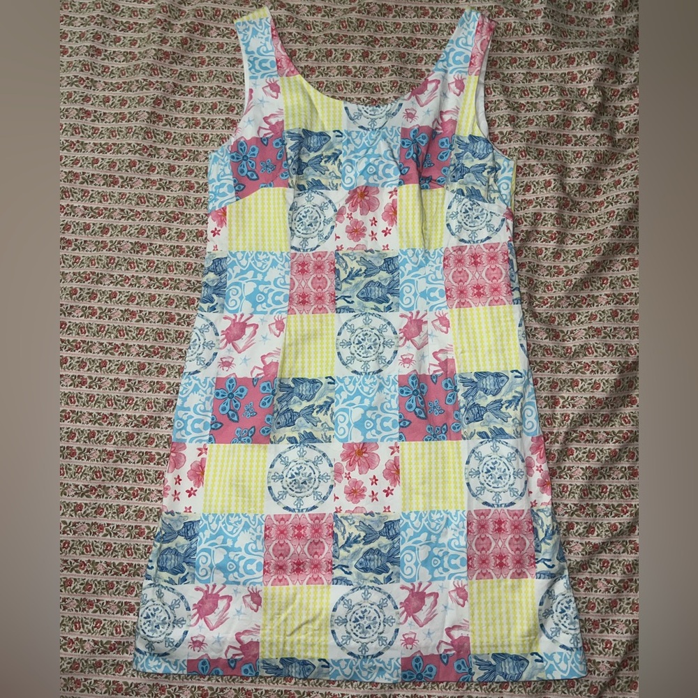 Kaeli Smith Beachy Patchwork Sleeveless Shift Dress Coastal Grandma 12